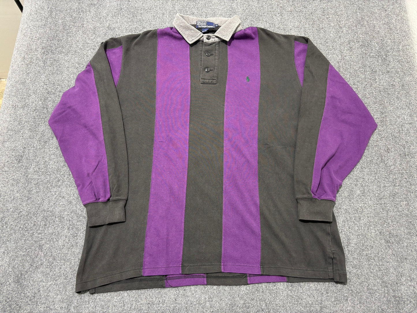 Ralph Lauren Stripped Rugby Polo - Purple/Black Size XL