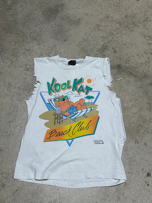 Kool Kat Beach Club Tank Top - White Size Medium