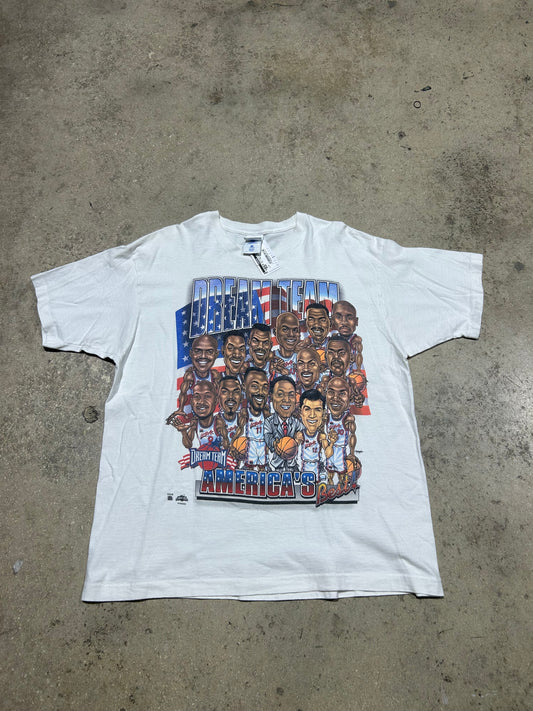 USA Dream Team Cartoon Tee - White Size XL