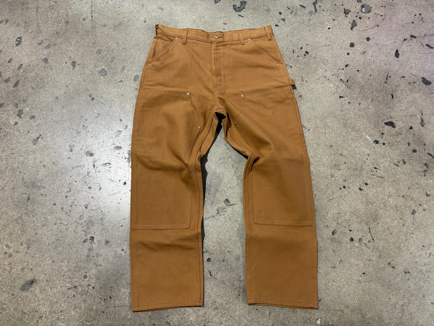 Carhartt Double Knee Flannel Lined  Carpenter  Pants - Dark Khaki Size 38 x 30
