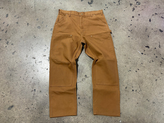 Carhartt Double Knee Flannel Lined  Carpenter  Pants - Dark Khaki Size 38 x 30