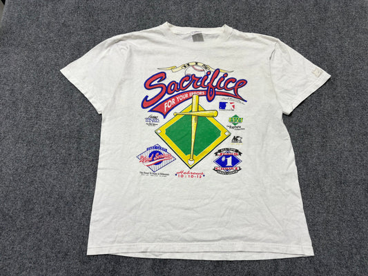 1993 His Sacrifice Baseball Jesus Tee - White Size Large