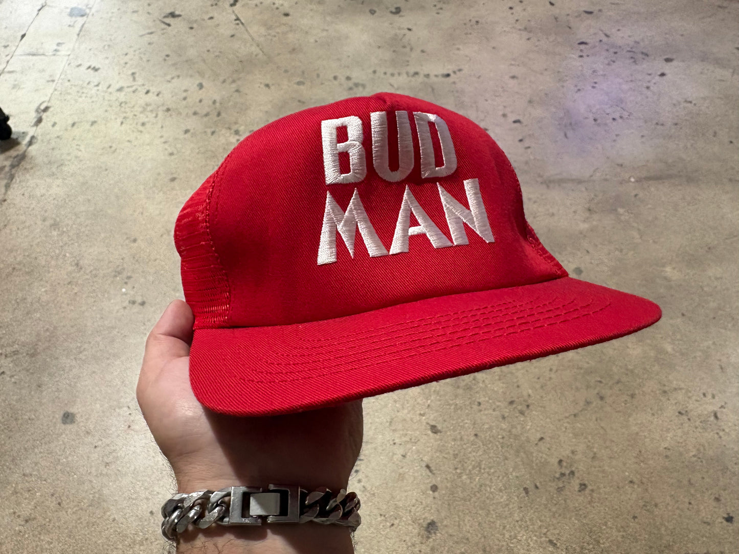 80s Bud Man Trucker Hat - Red