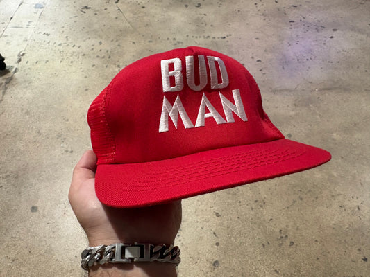 80s Bud Man Trucker Hat - Red