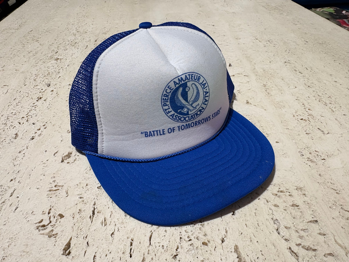 Ft Pierce Amateur Jai-Alai Trucker hats - Blue/White