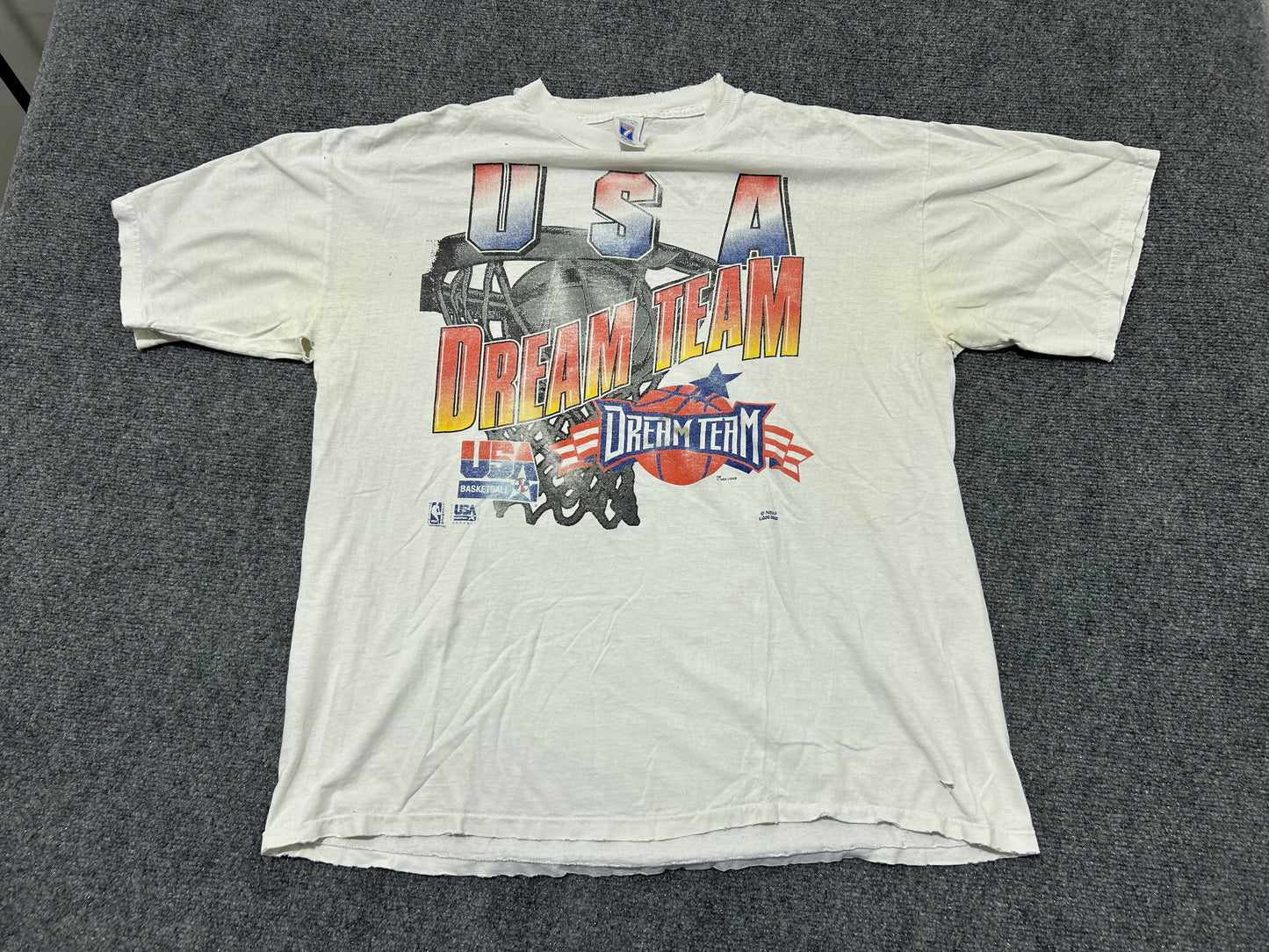 1995 Distressed/ Thrashed USA Dream Team Tee - White Size XL
