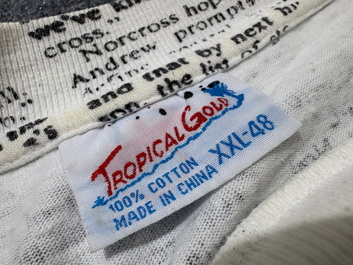1992 Hurricane Andrew Newspaper AOP Tee - White/ Black Size XXL