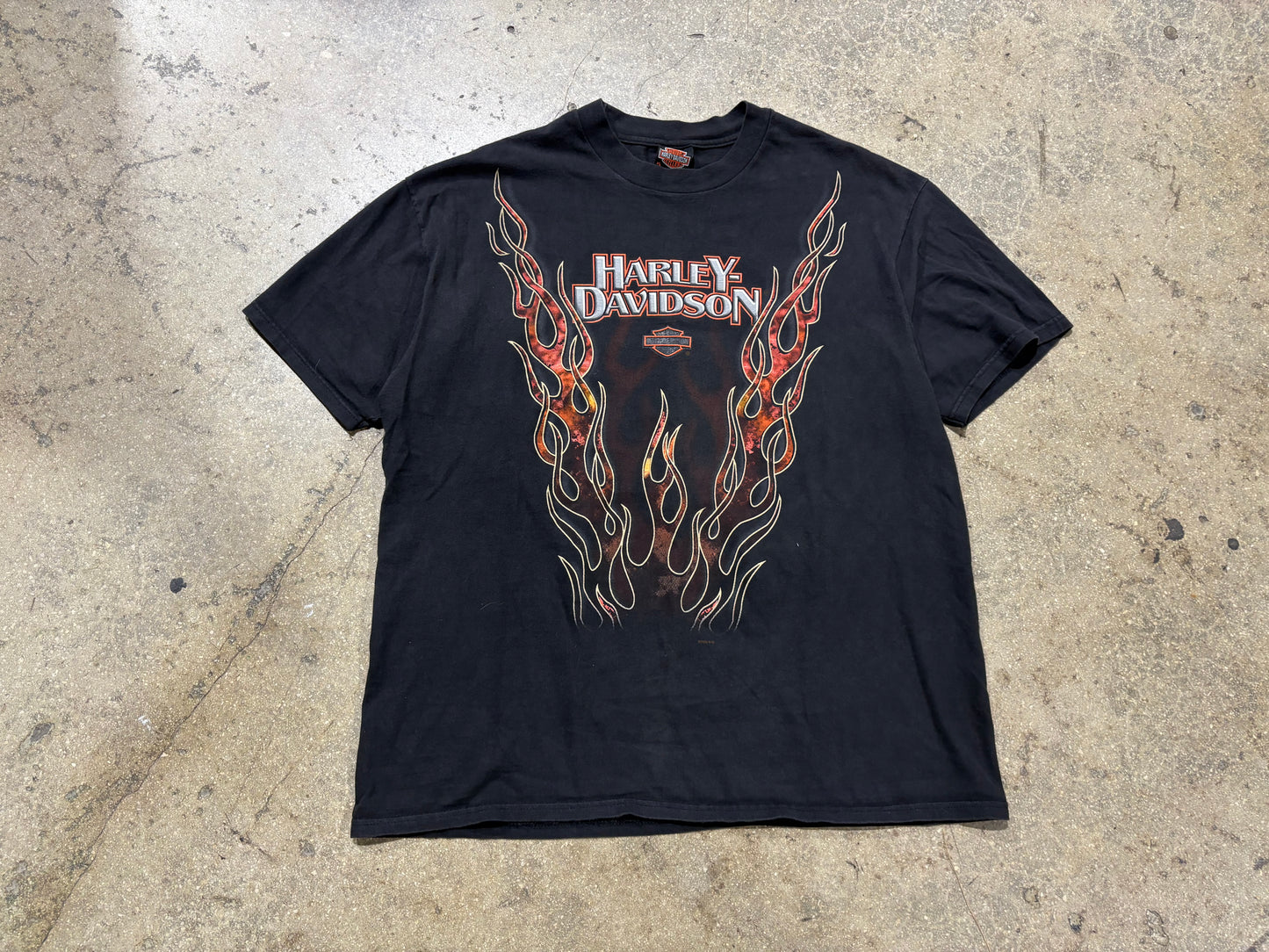 1999 Harley Davidson Front Flames Tee - Black Size XL