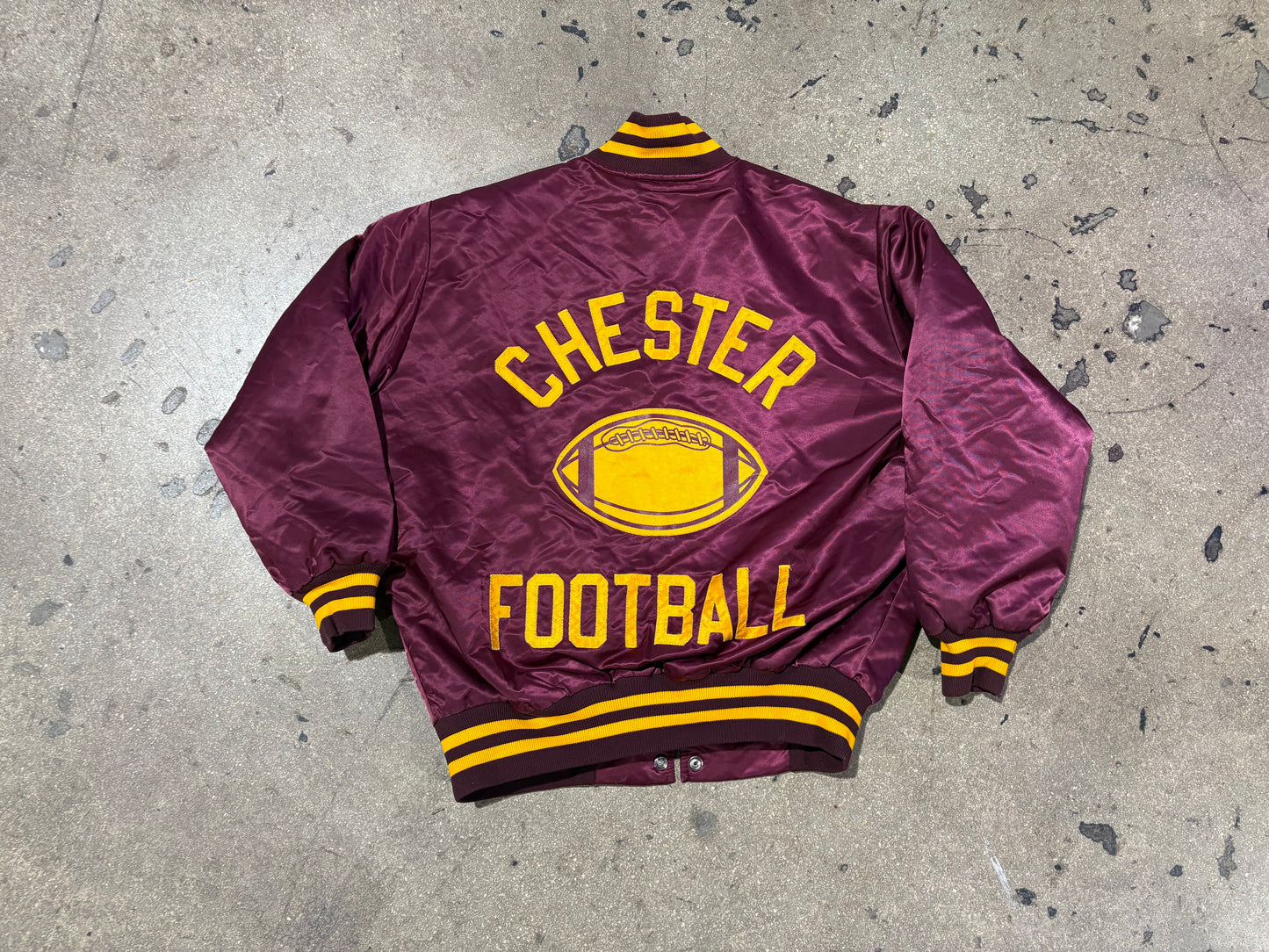 Chester Football Satin Varsity Jacket - Maroon Size Medium