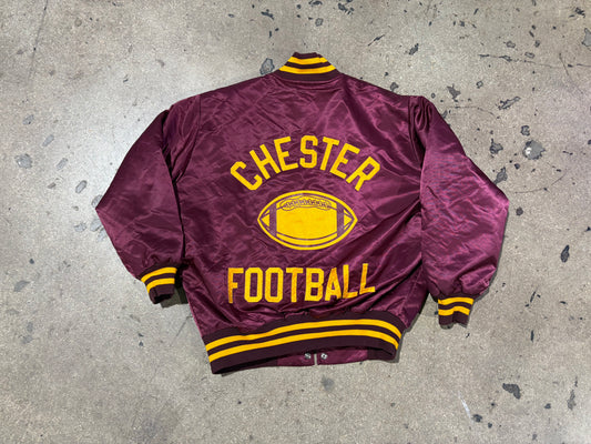 Chester Football Satin Varsity Jacket - Maroon Size Medium