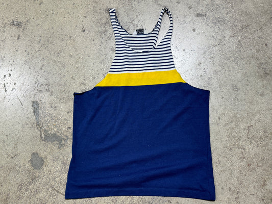 Navy/Yellow/White Striped Tank Size Large