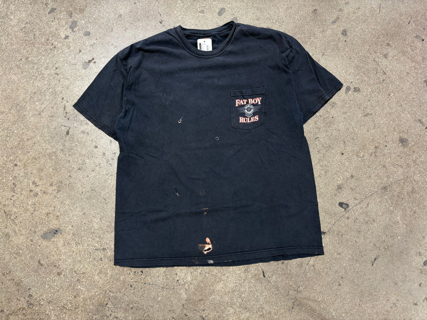 Thrashed Harley Davidson Fat Boys Rule Tee - Black Size XL
