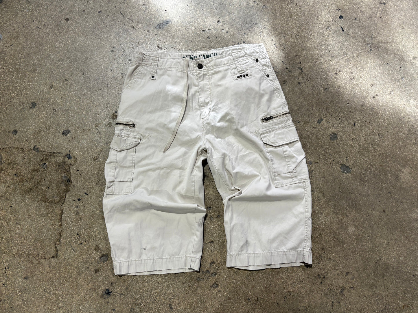 Y2K Suko Long Cargo Shorts - Khaki Size 36