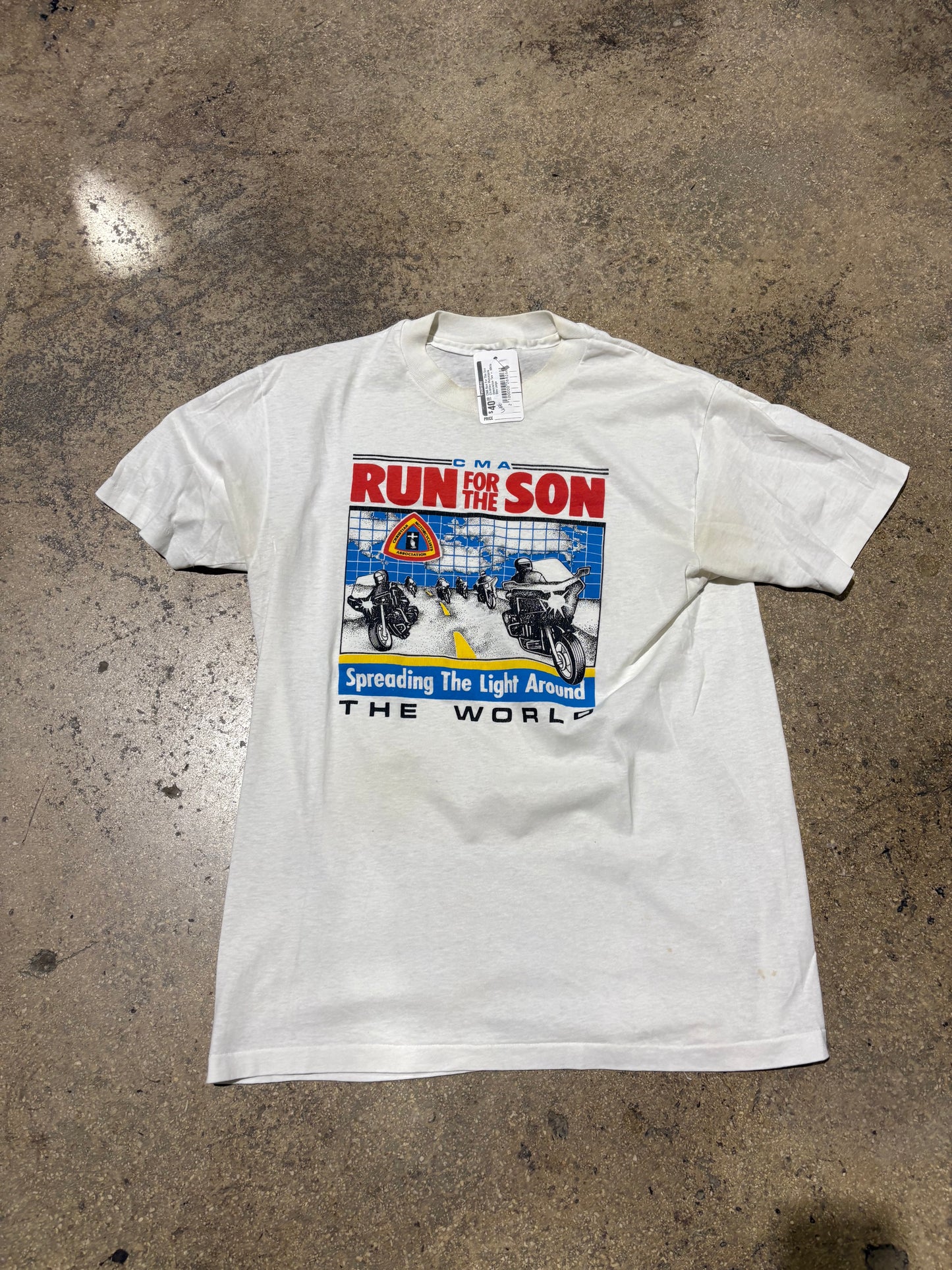 CMA Run For The Son Christian Motorcycle Association Tee - White Size Large