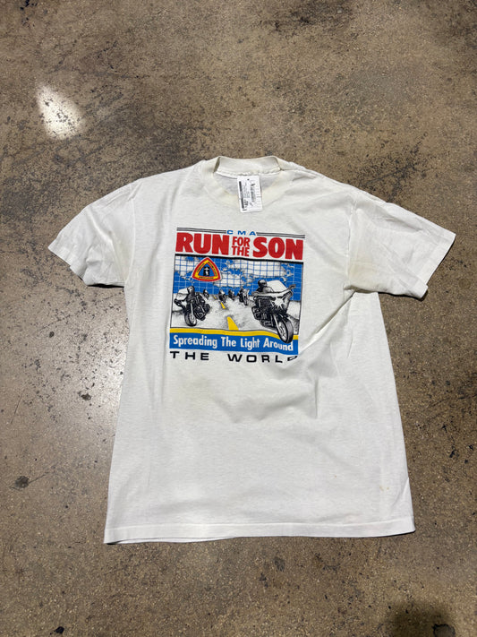 CMA Run For The Son Christian Motorcycle Association Tee - White Size Large