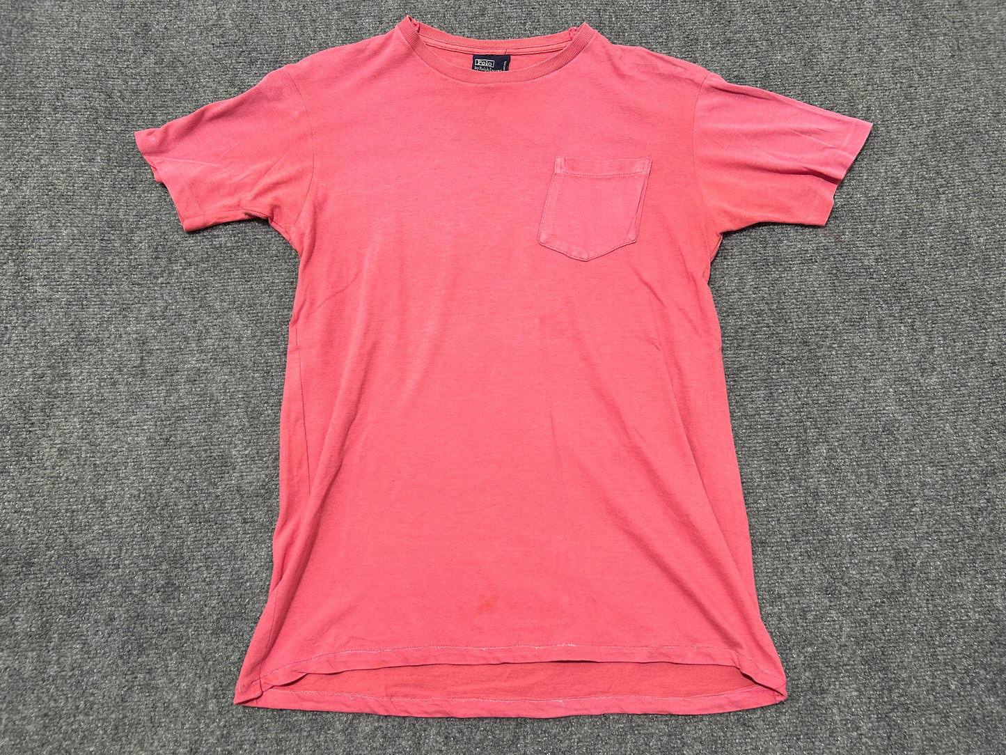 90s Polo Ralph Lauren Single Stitch Pocket Tee - Pink  Size Large