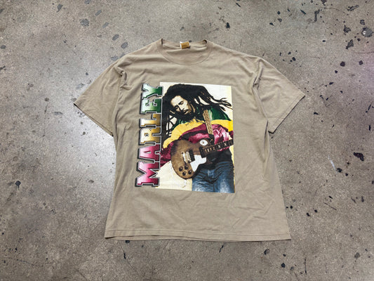 Bob Marley Rap Tee Style Tee - Beige Size XL