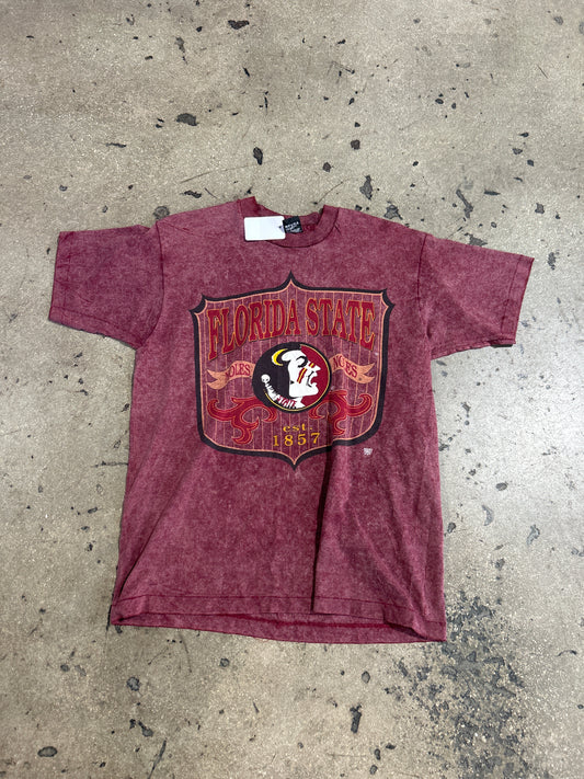 FSU Screen Stars Tee - Burgundy Acid Wash Size XL (22x28)