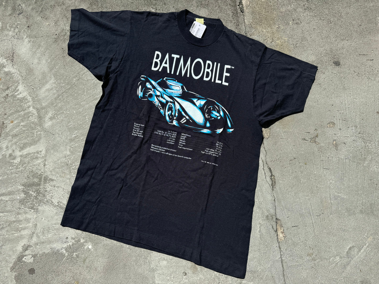 1989 Batman Batmobile Specs Tee - Black Size XL