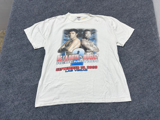 2003 De La Hoya vs Mosley Redemption 2 Tee - White Size XL