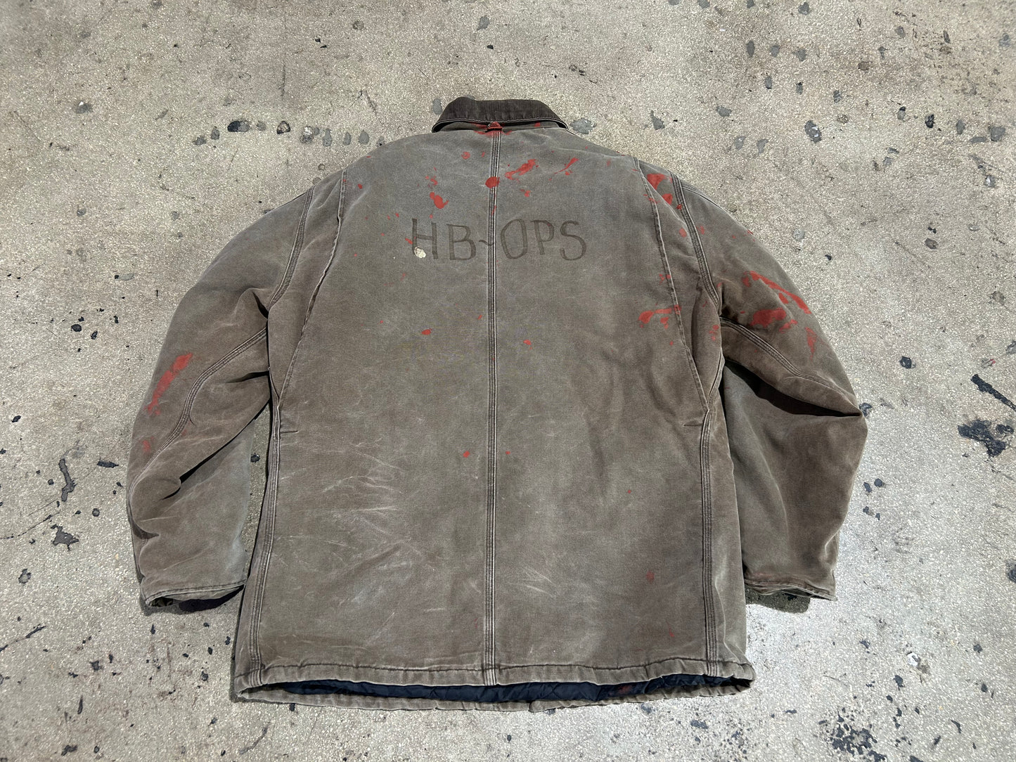 Paint Splattered Carhartt Chore Work Jacket - Brown Size XL
