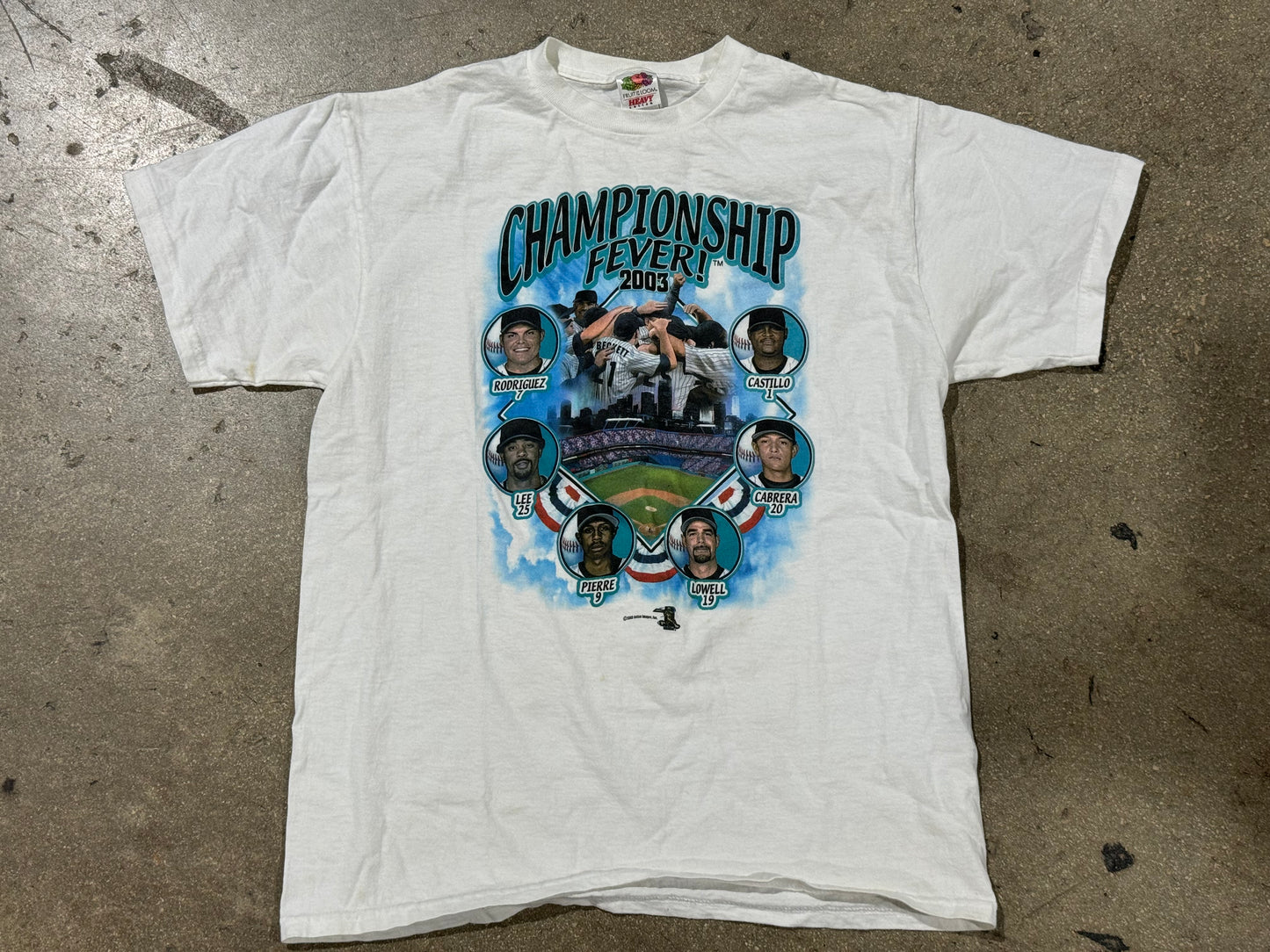 2003 Florida Marlins Championship Fever Tee - White Size Large