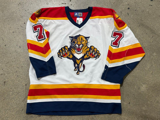 90s Starter Florida Panthers Warrener #7 Jersey - White Size Large