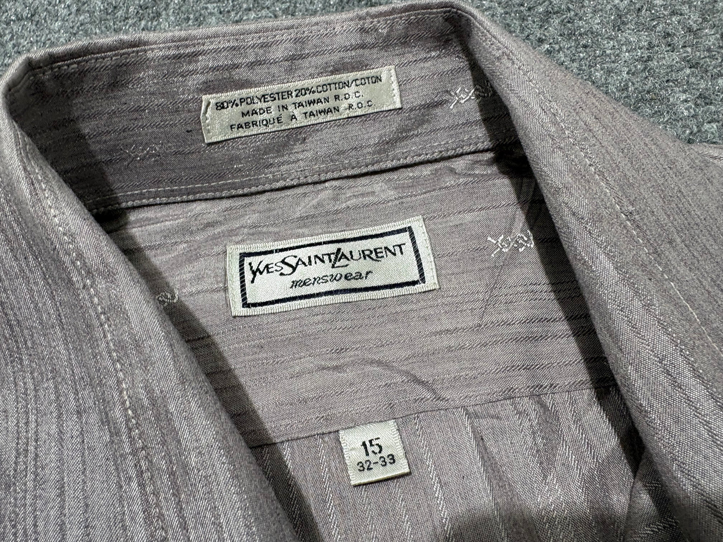 Yves Saint Laurent Menswear Button Up Shirt - Grey Size Large