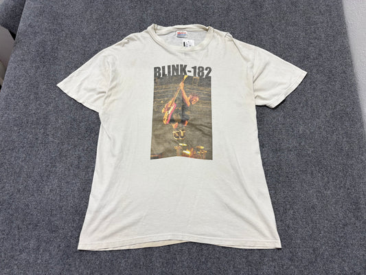2001 Distressed / Thrashed Blink 182 Tee - White Size Large