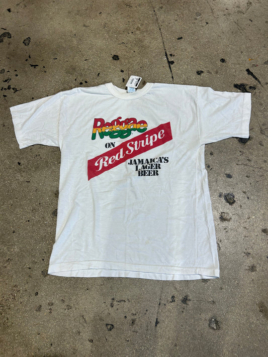 Reggae On Red Stripe Tee - White Size Large