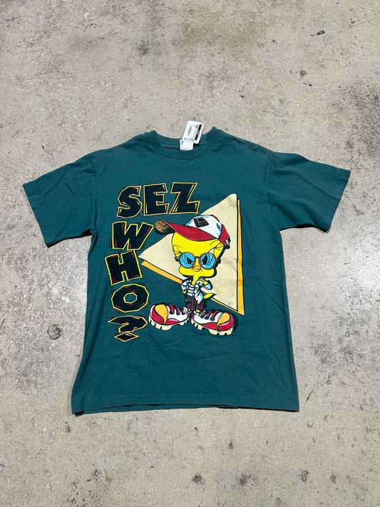 1997 Tweety Sea Who? Tee - Faded Teal Size Medium