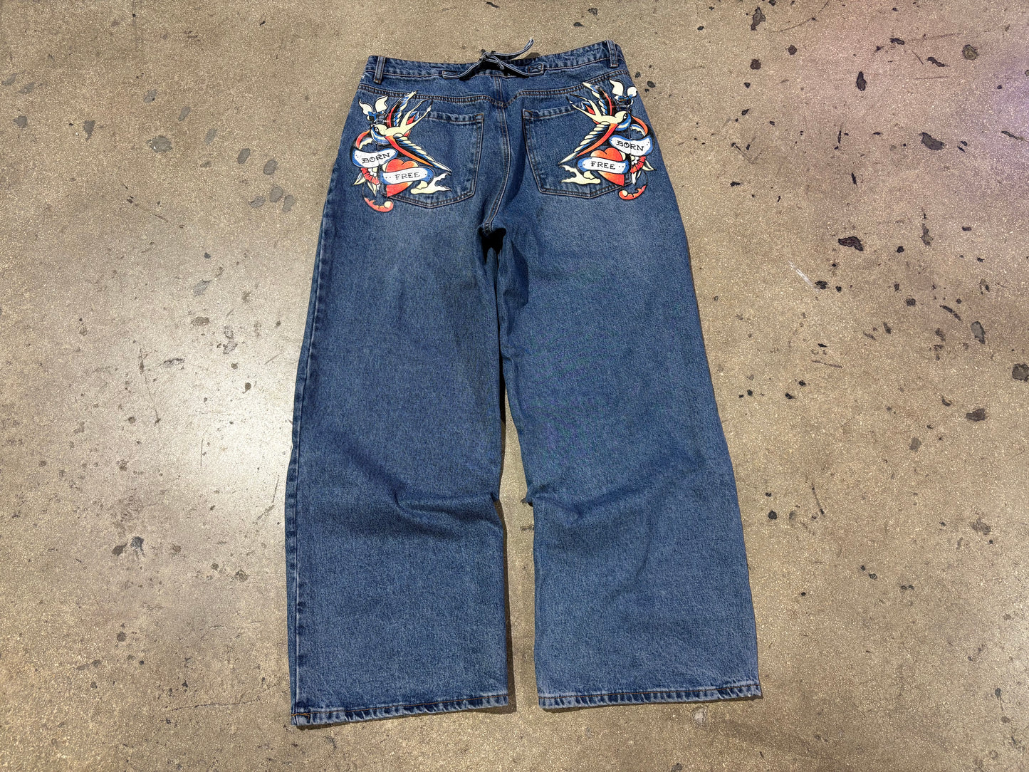 ED Hardy Born Free Baggy Denim Jean - Blue Size 34