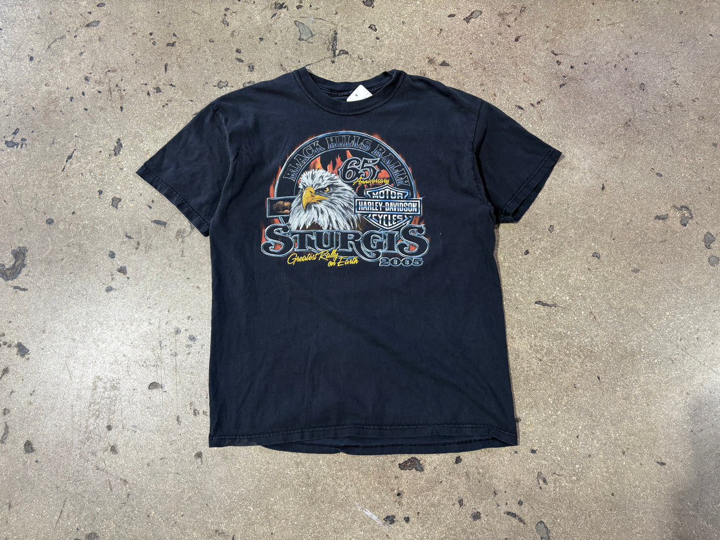 2005 Harley Davidson Black Hills Rally Eagle Tee - Black Size Large