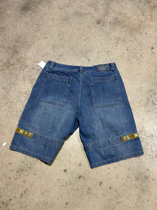 Marithe Francois Girbaud Strap Denim Shorts - Light Wash/Gold Size 38