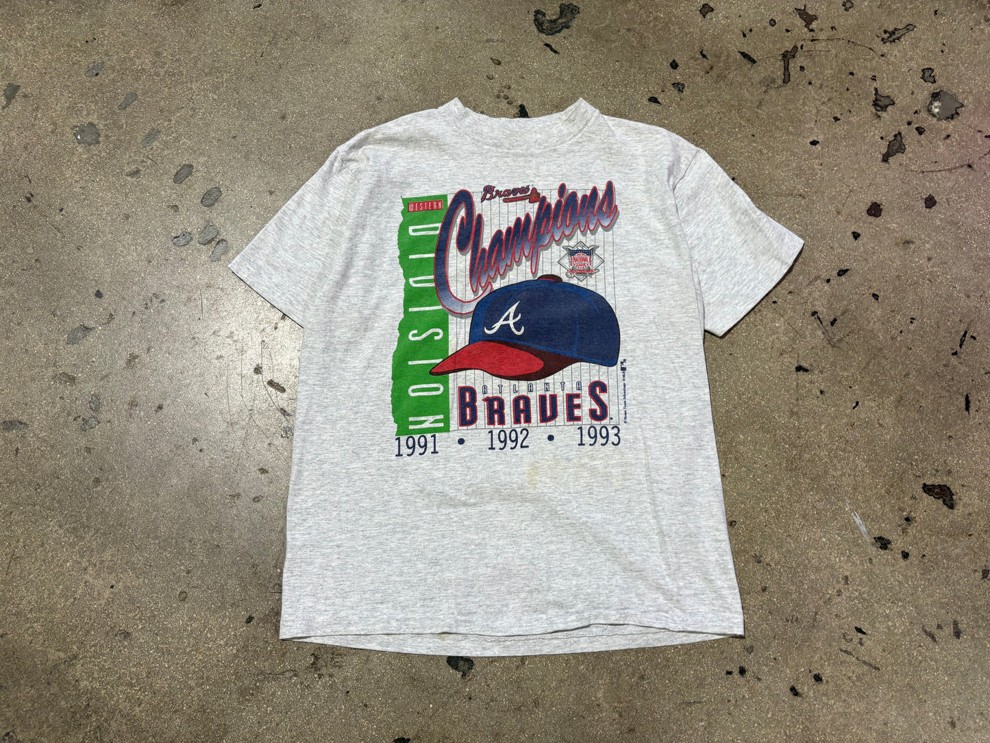 1995 Atlanta Braves NL Champs Tee - Gray Size Large