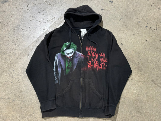 2008 Dark Knight Joker Scars Hoodie - Black Size Medium