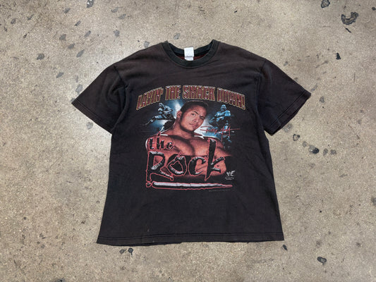 WWF The Rock Laying The Smack Down Thermal Tee - Black Size XL