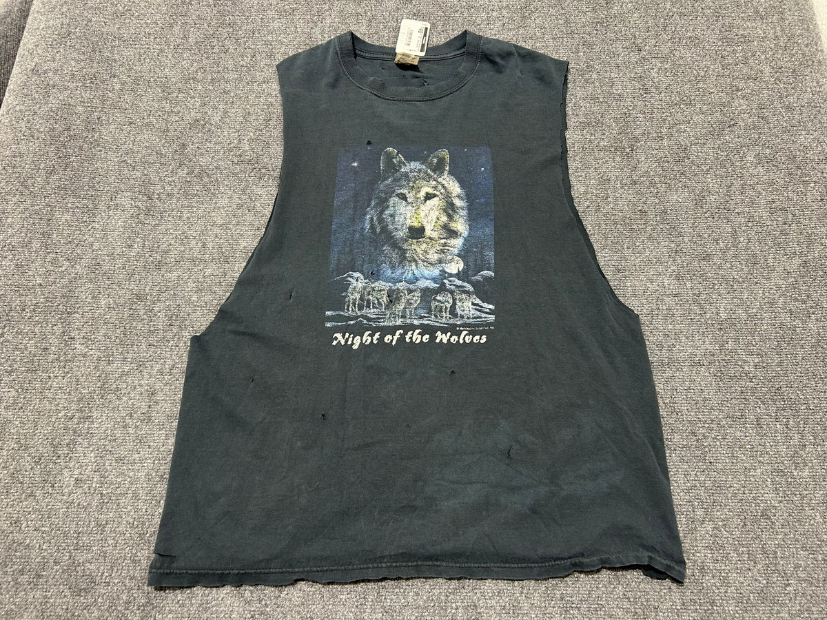 Night Of The Wolves Cutoff Tee - Black Size XL
