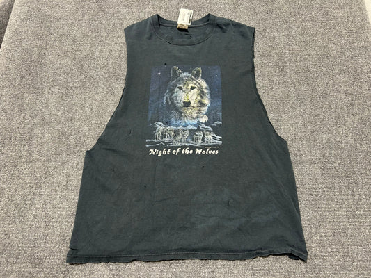 Night Of The Wolves Cutoff Tee - Black Size XL