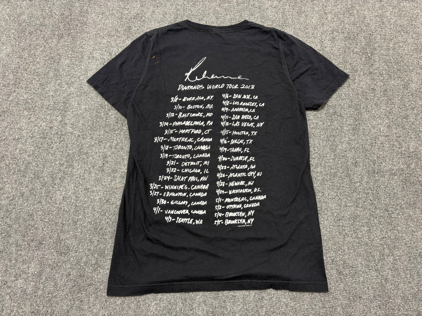 2013 Rihanna Diamonds World Tour Tee - Black Size Small