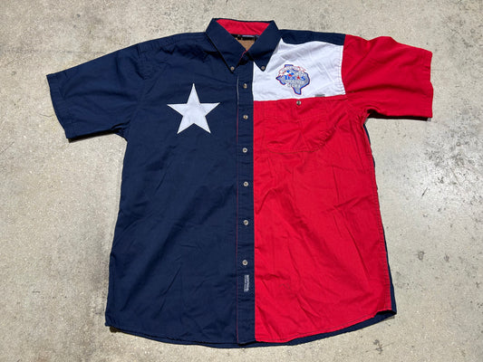 Big Texas Flag Button Up - Red/White/Blue Size Large