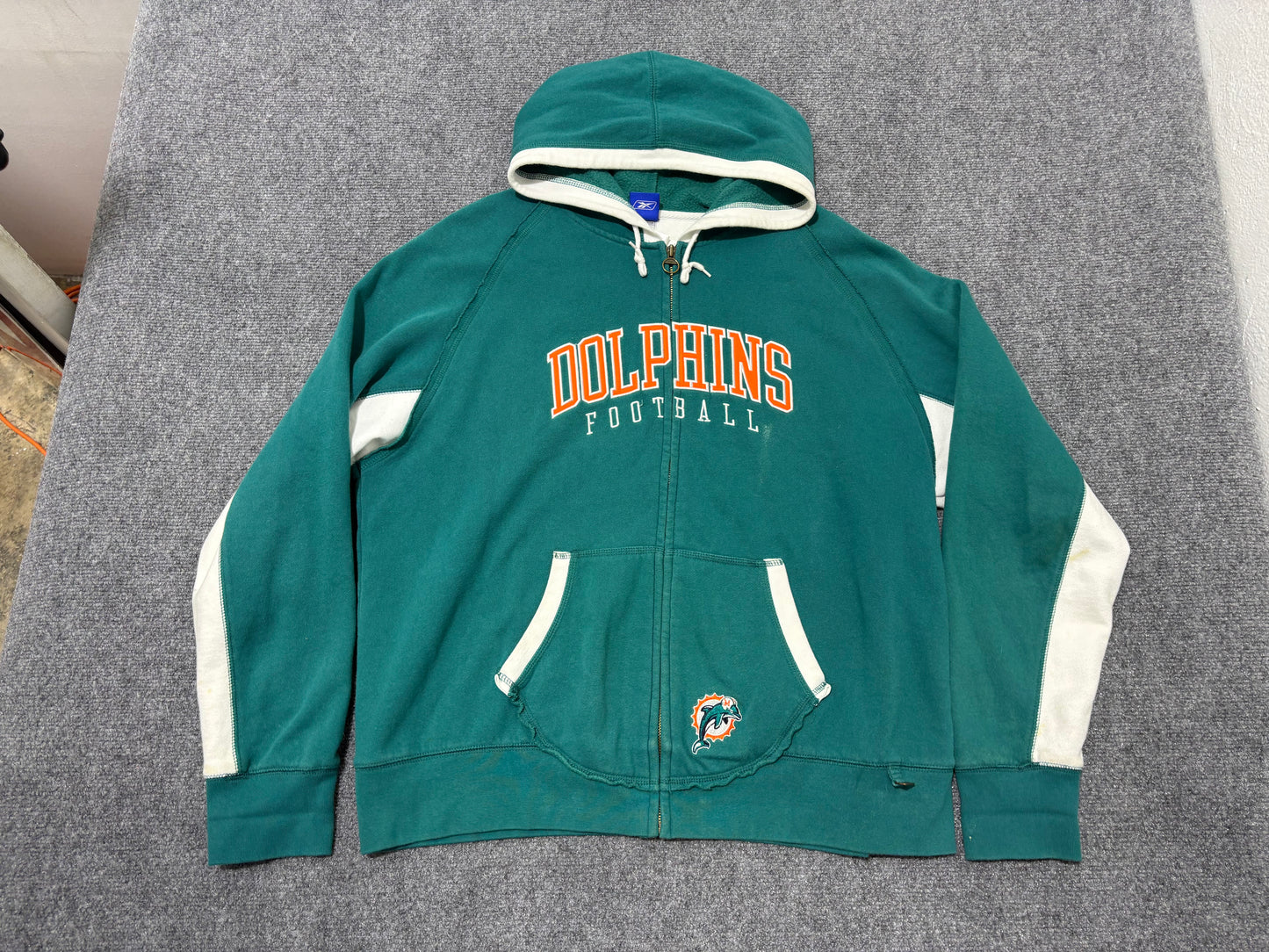 Miami Dolphins Zip Up Hoodie - Teal Size XXL