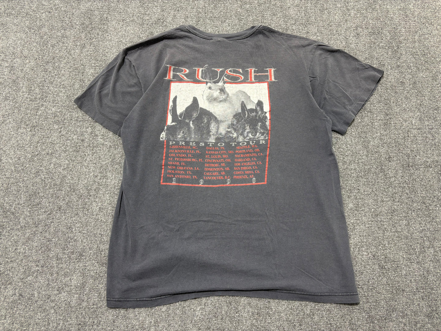1990 Rush Presto Tour Tee - Faded Black Size XL