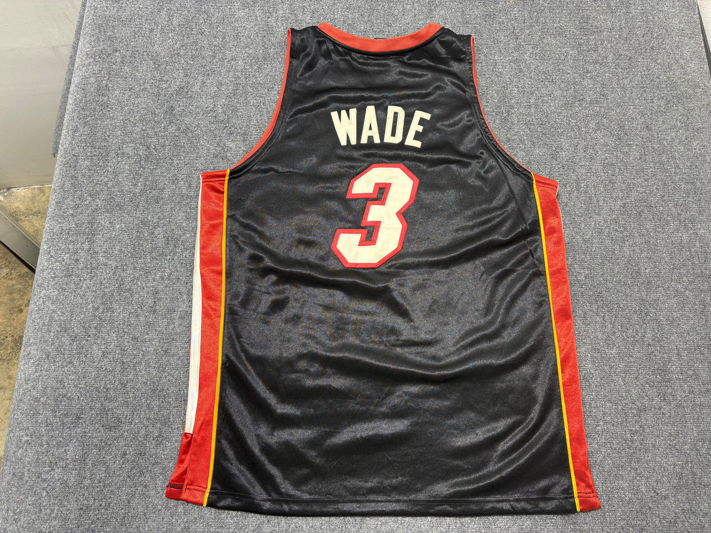 Reebok Miami Heat #3 Wade Authentic Jersey - Black Size 48/XL