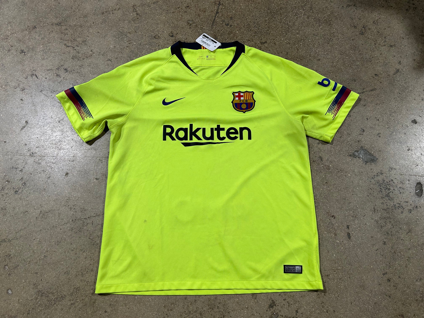 2018 Nike FC Barcelona Rakuten  Jersey - Neon Size XL