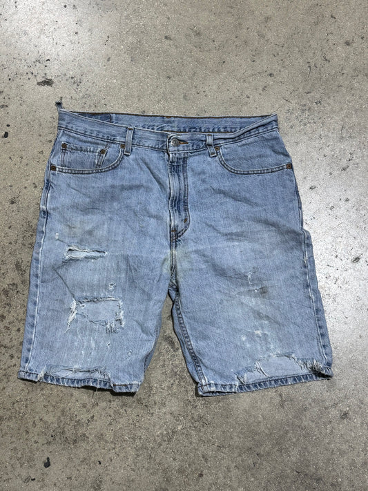 Levi Distressed Denim Jean Shorts - Light Wash Size 36