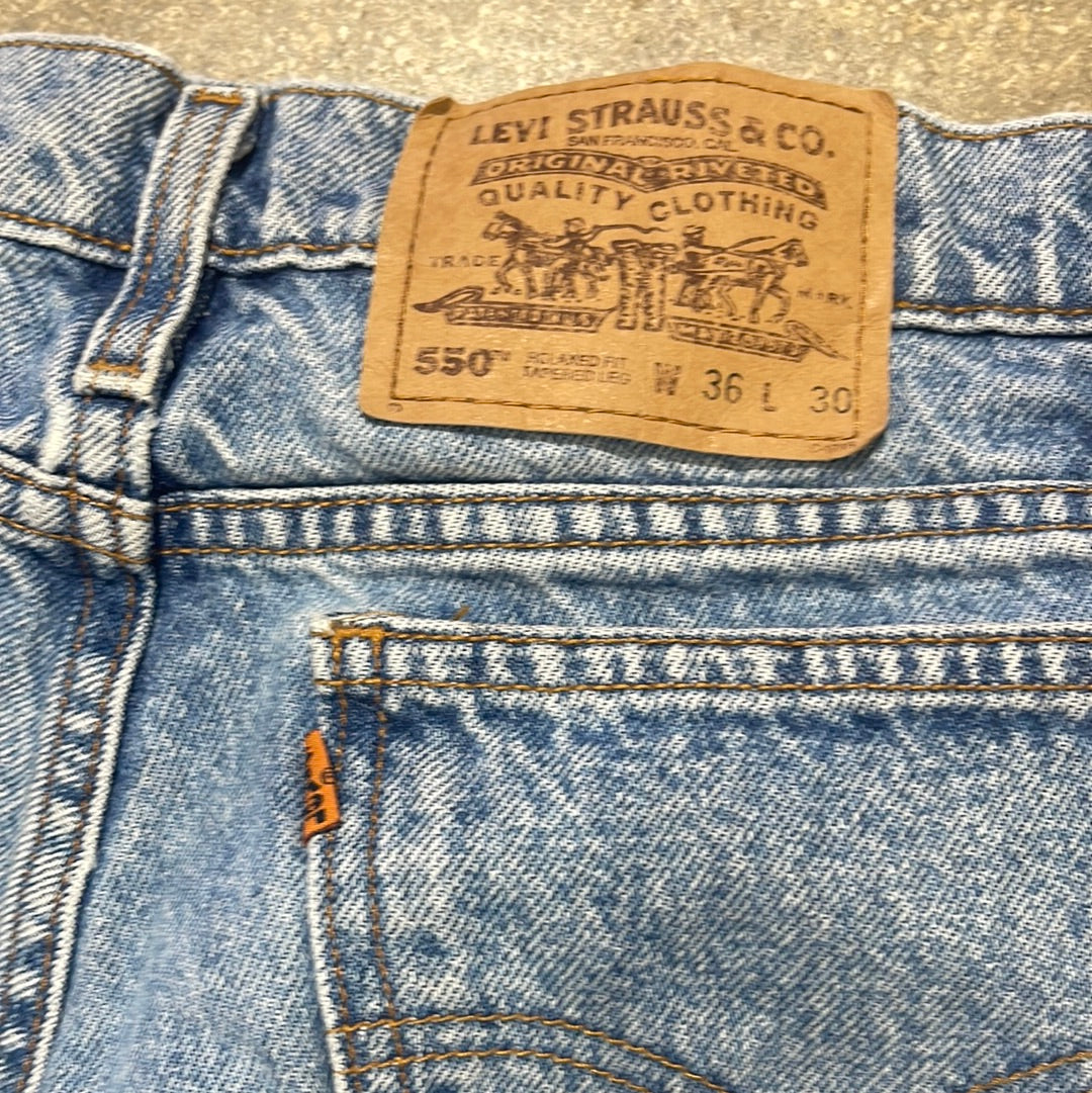 Levis Orange Tab 550 Relaxed Fit Denim Jeans - Blue Size 36x30