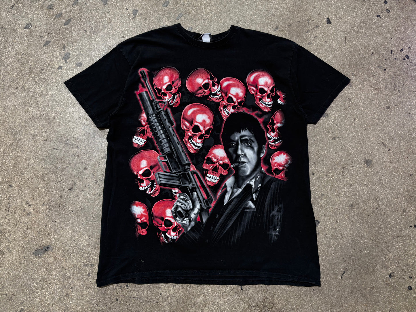 Scarface Red Skull Pile Tee - Black Size 2XL