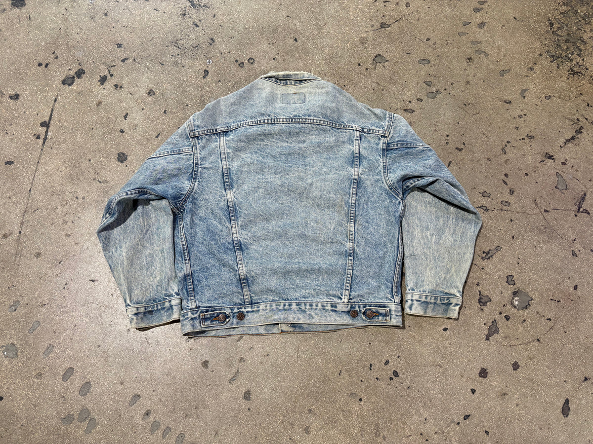 Thrashed Levis Trucker Denim Jacket - Light Blue Size Medium