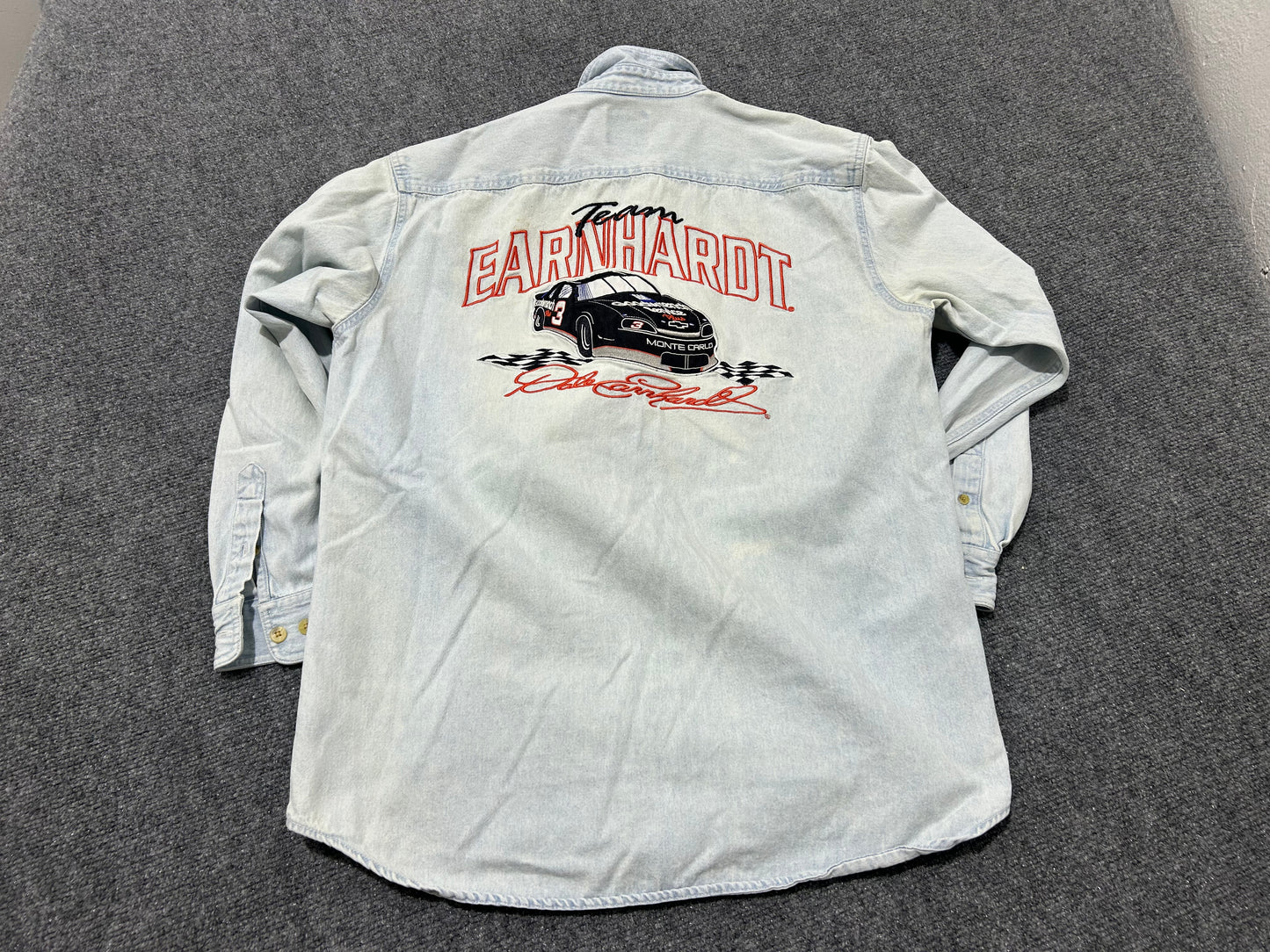 Dale Earnhardt Light Wash Denim Button Down - Blue Size Medium